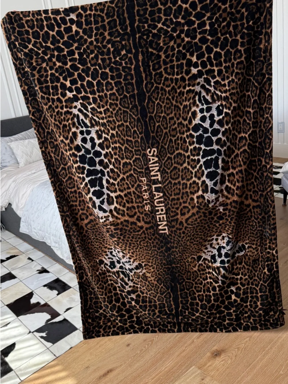 Saint Laurent Leopard Beach Towel Bath Towel New!